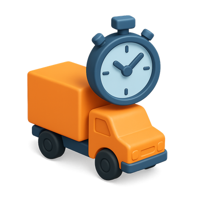 3D Delivery Truck Icon with Timer for Fast Shipping