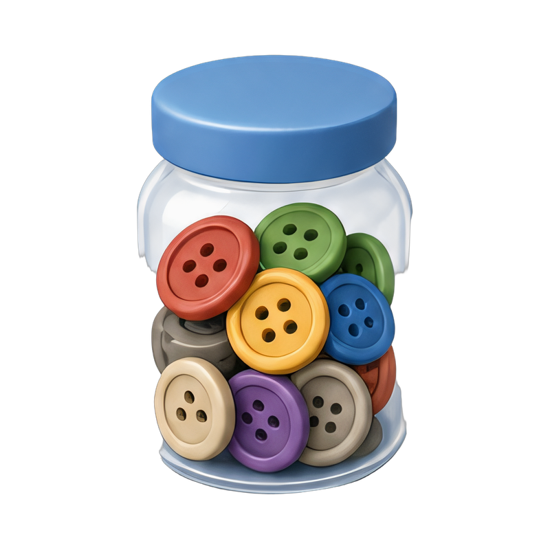 colorful assorted buttons in jar
