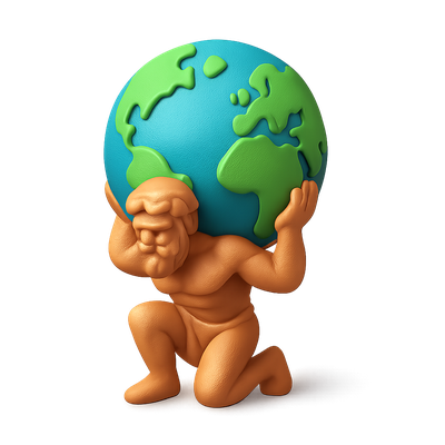 3D Atlas Icon Representing World in Volumetric Style