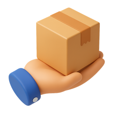 3D Package Delivery Icon with Hand in Isometric View