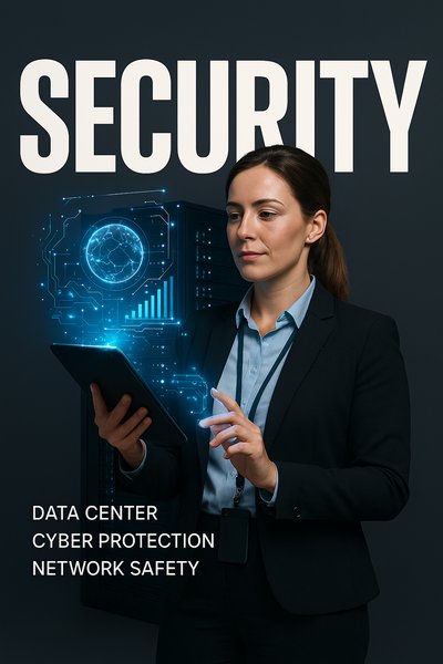 Empowered Female Cyber Security Engineer in Data Center