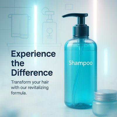 Product Promotion Image Featuring Shampoo Bottle