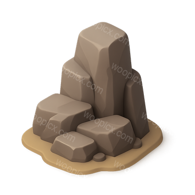 3D Isometric Rock Outcrop Icon with Volumetric Feel