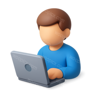 3D Icon of a Person Working on a Laptop in Isometric View
