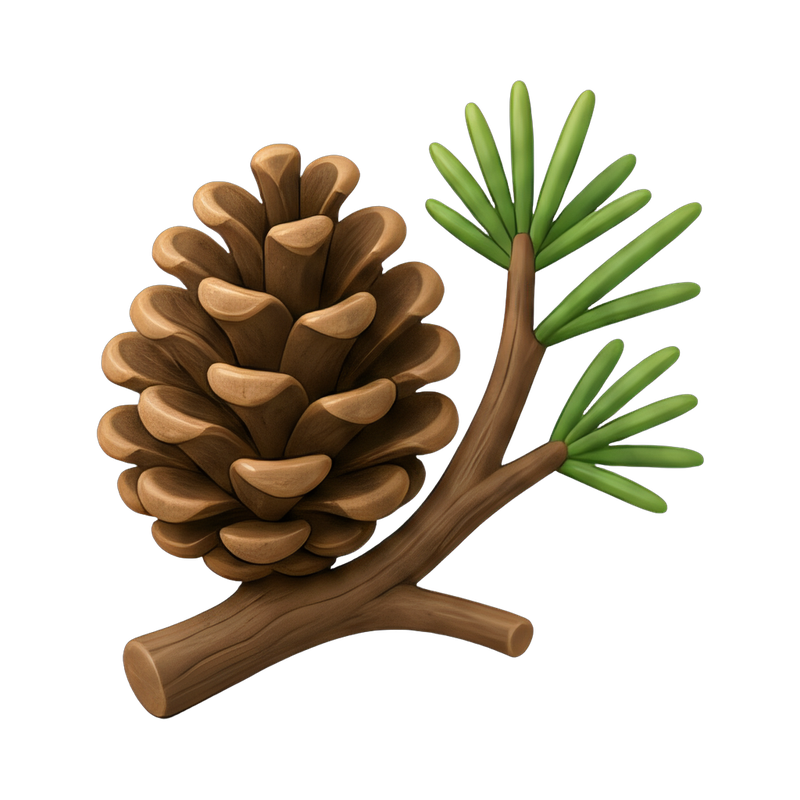 Pinecone nestled on branch