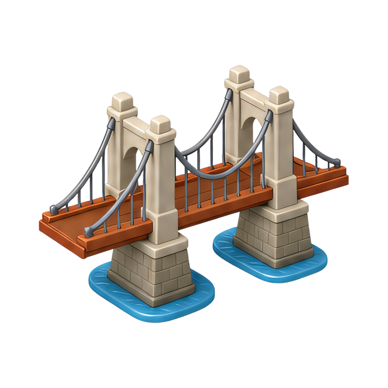 suspension bridge with cables