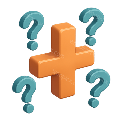 3D Plus and Question Marks Icon in Isometric View
