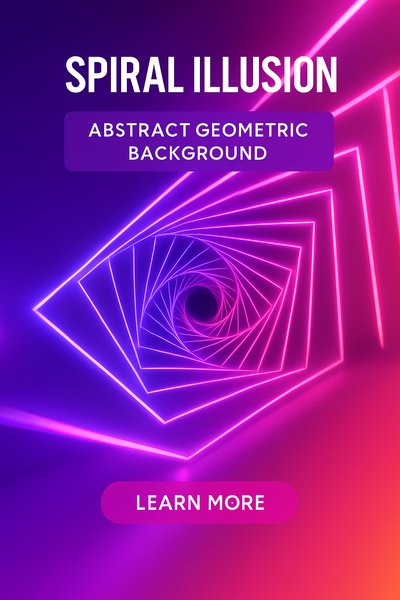 Abstract Geometric Spiral Illusion Background in Neon Colors