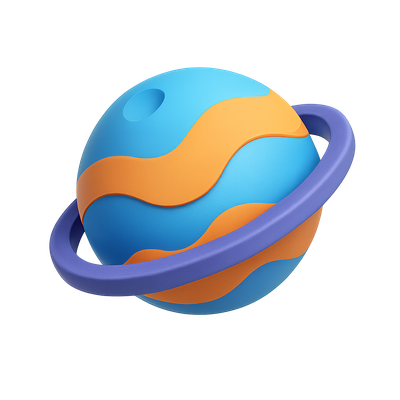 Stylized 3D Planet with Vibrant Colors and Rings