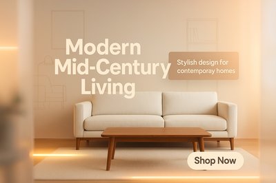 Modern Mid-Century Living Room Promotion Graphic