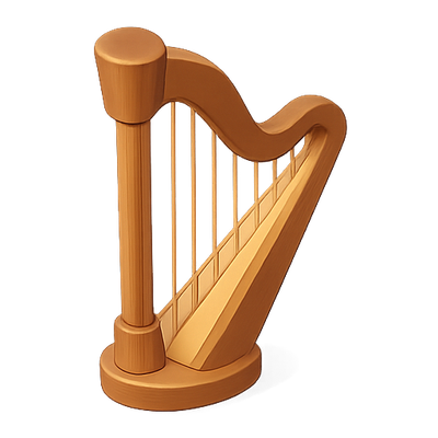 Stylized Wooden Harp Icon for Music Themes