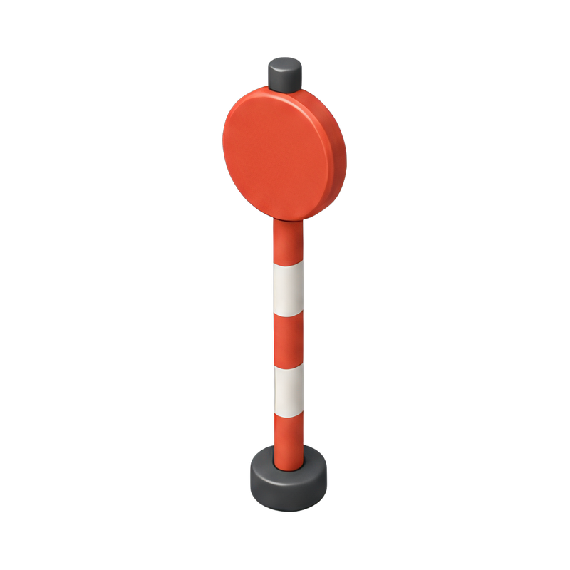 Ski piste marker pole in snow
