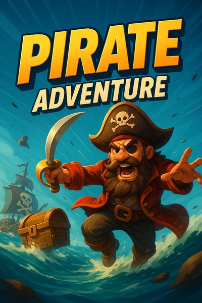 Dynamic Pirate Adventure Scene with Bold Typography