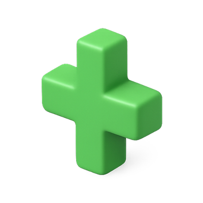 3D Green Plus Symbol for Positive Concepts