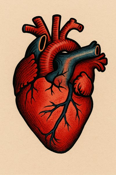 Illustrative Heart Anatomy Artwork for Educational Purposes