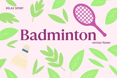 Colorful Badminton Theme with Floral Elements