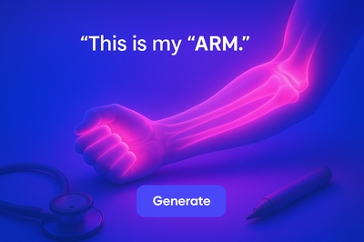 Fluorescent Neon Arm Glow on Blue Background