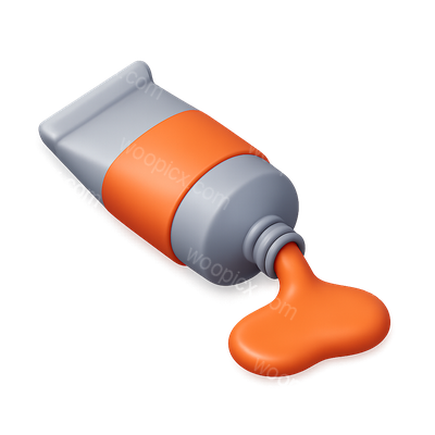 3D Paint Tube Icon with Smear in Isometric View