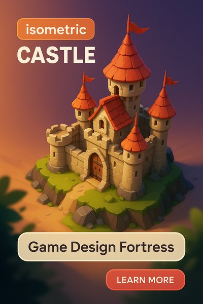 Isometric Castle Graphic for Game Design Promotion