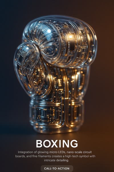 Hyperrealistic Tech Sculpture of Boxing Glove with LED Elements