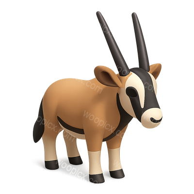 Stylized 3D Oryx Icon with Horns and Isometric View