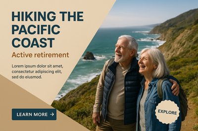 Senior Couple Hiking the Scenic Pacific Coast in Active Retirement