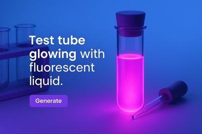 Fluorescent Test Tube with Glowing Liquid in 3D Illustration