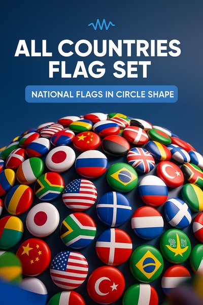 Colorful National Flags Set in a Circular Arrangement