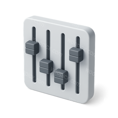 3D Audio Mixer Icon with Sliders in Isometric Perspective