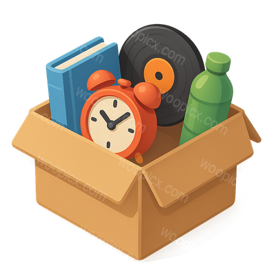 3D Open Box Icon with Colorful Items Inside