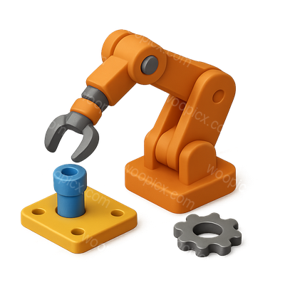 3D Robotic Arm Icon in Assembly Action