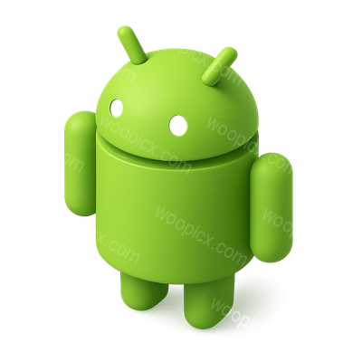 3D Android Icon in Isometric View with Transparent Background
