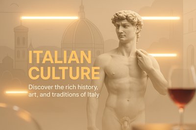 Promotional Graphic Highlighting Italian Culture and Art