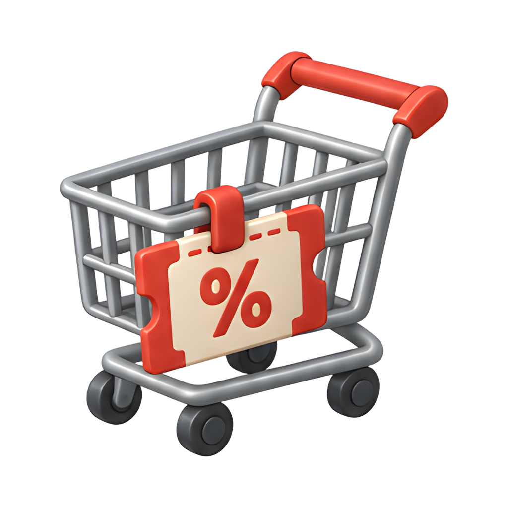 shopping cart with coupon ticket