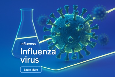 3D Influenza Virus in Shadow with Neon Accents