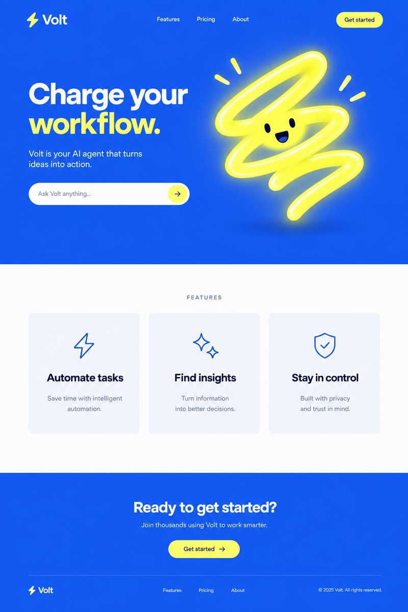 Modern AI agent landing page