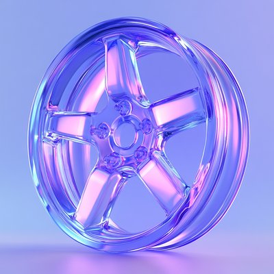 Stylized 3D Car Wheel with Gradient Colors
