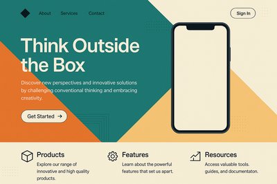 Modern Landing Page Design with Geometric Elements
