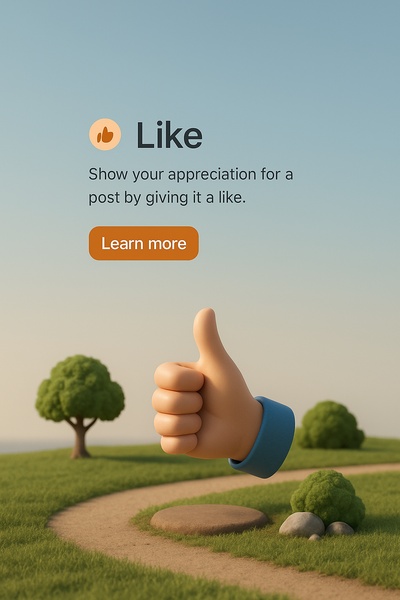 3D Scene Illustrating a Thumbs Up with Nature Background