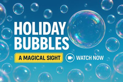 Festive Promotional Graphic Featuring Bubbles