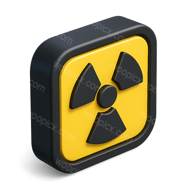 3D Radioactive Icon with Isometric Design