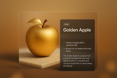 3D Golden Apple Illustration with Informative Overlay
