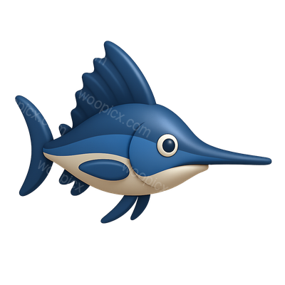 Cartoon Blue Swordfish Illustration