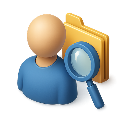 3D Humint Icon with Person and Folder Representation