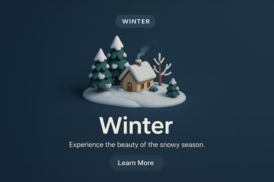 Charming Winter Scene with Cozy Cottage and Pine Trees