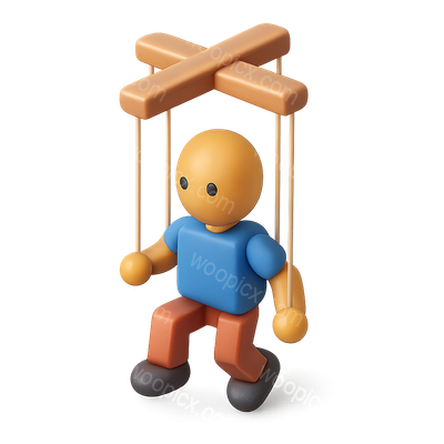 3D Puppet Icon with Strings in Isometric View
