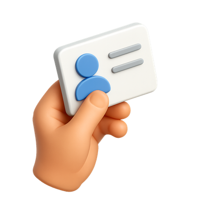 3D Icon of Hand Holding a Card in Isometric View