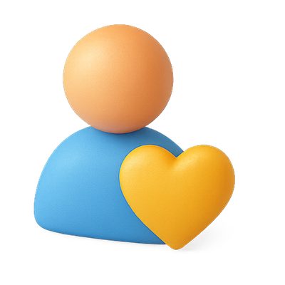 Stylized Illustration of a Person with Heart Icon