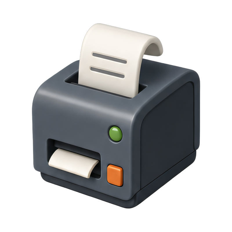 Compact receipt printer with paper
