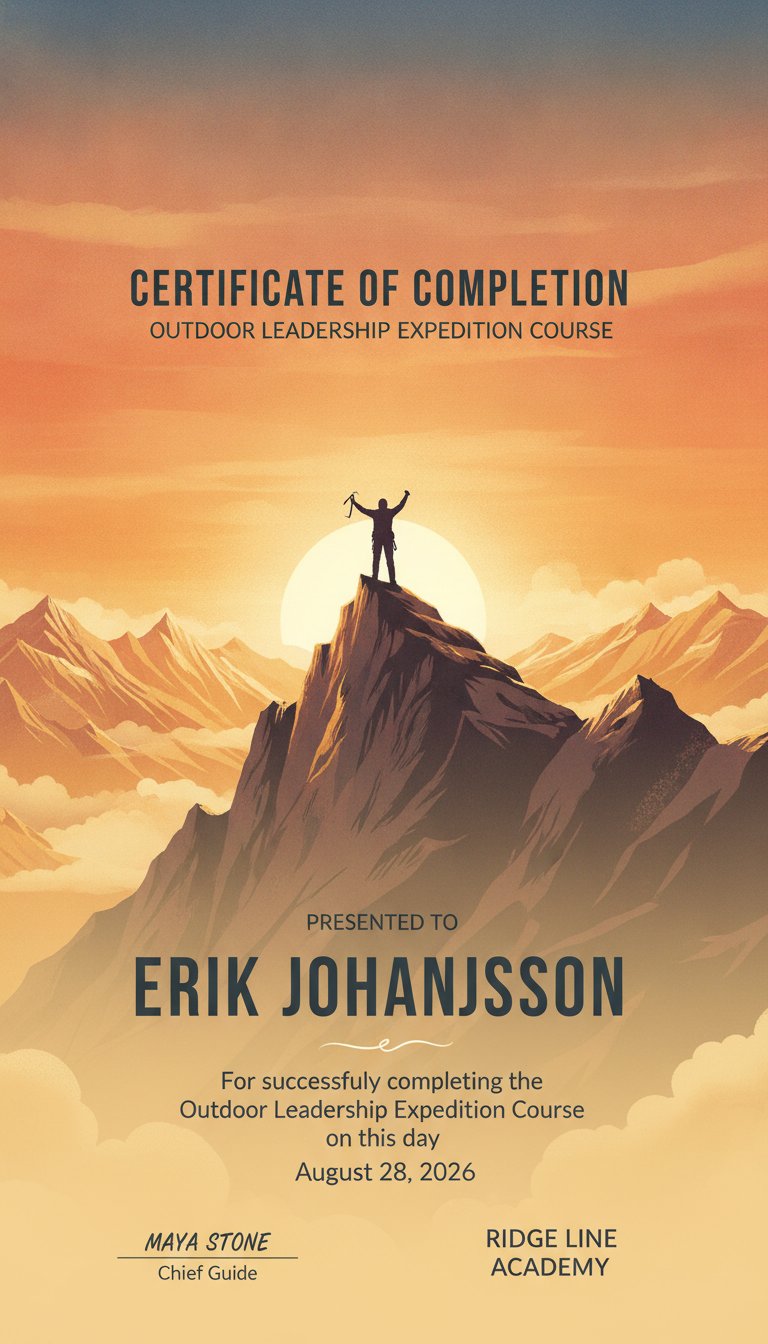 Mountain sunrise certificate design